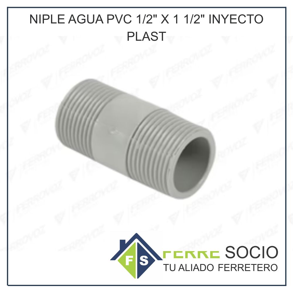 NIPLE AGUA PVC 1/2" X 1 1/2" INYECTO PLAST
