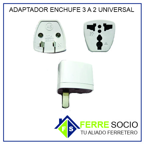 ADAPTADOR ENCHUFE 3 A 2 UNIVERSAL