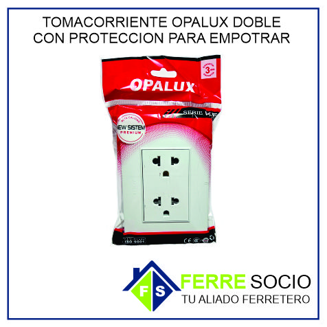 TOMACORRIENTE OPALUX DOBLE PROTECCION EMPOTRAR