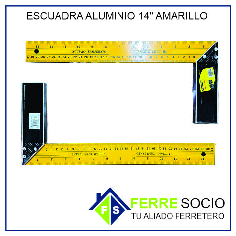 ESCUADRA ALUMINIO 14 AMARILLO