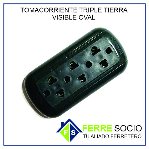 TOMACORRIENTE TRIPLE TIERRA VISIBLE OVAL