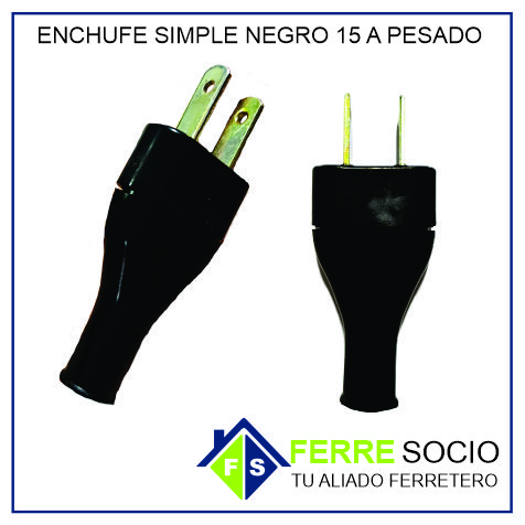 ENCHUFE SIMPLE NEGRO 15 A PESADO