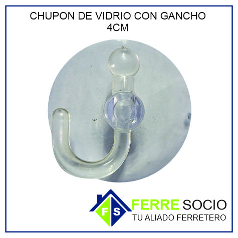CHUPON VIDRIO GANCHO 4CM