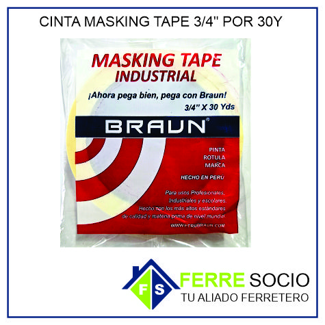 CINTA MASKING TAPE 3/4" POR 30Y