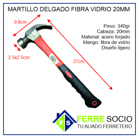 MARTILLO DELGADO FIBRA VIDRIO 20MM