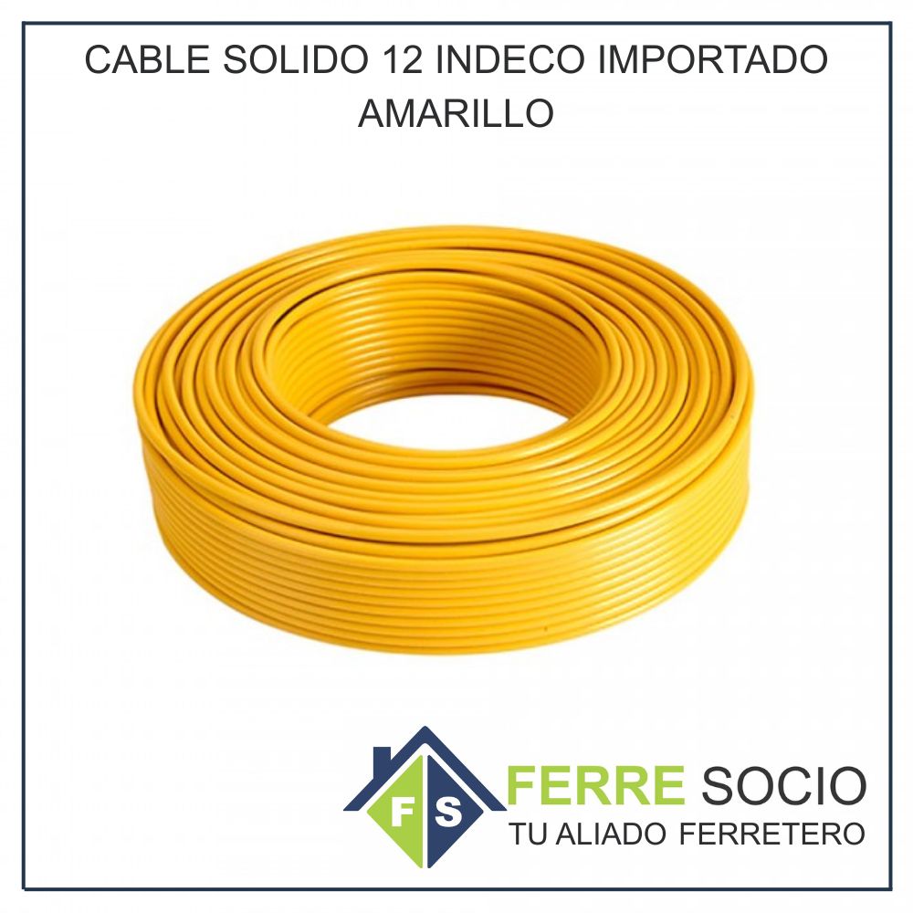 CABLE SOLIDO 12 INDECO IMPORTADO AMARILLO POR METRO