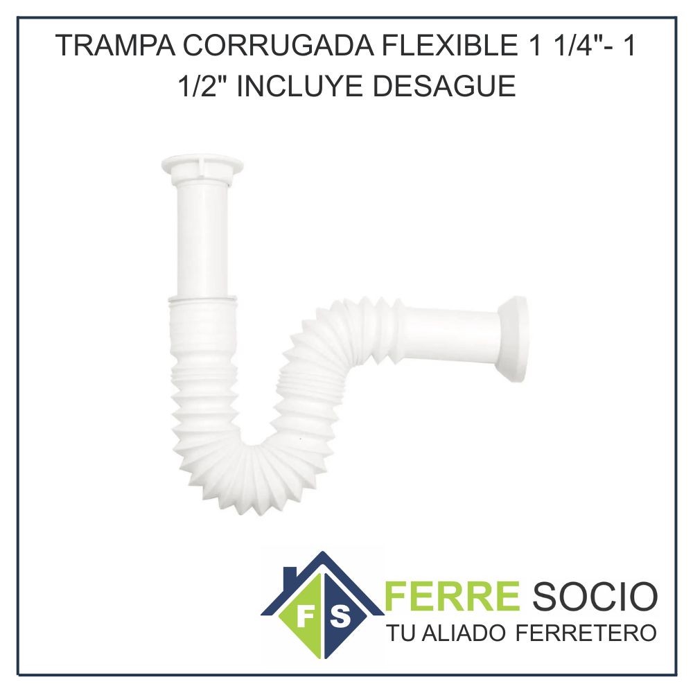 TRAMPA CORRUGADA FLEXIBLE 1 1/4*- 1 1/2* INCLUYE DESAGUE