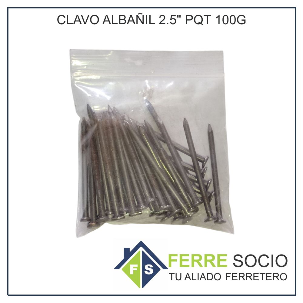CLAVO ALBAÑIL 2.5" PQT 100G
