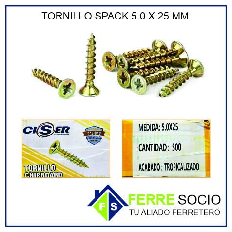 TORNILLO SPACK 5.0X25 MM POR UNIDAD