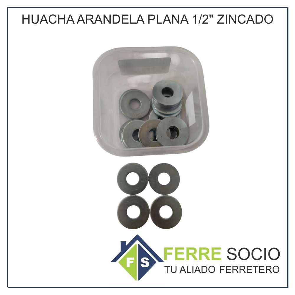 HUACHA ARANDELA PLANA 1/2" ZINCADO
