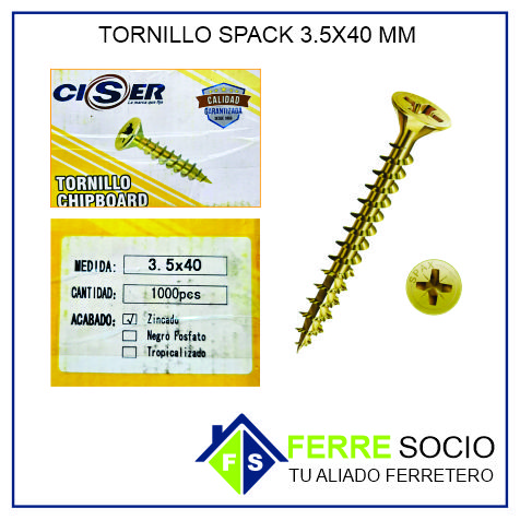 TORNILLO SPACK 3.5X40 MM POR UNIDAD