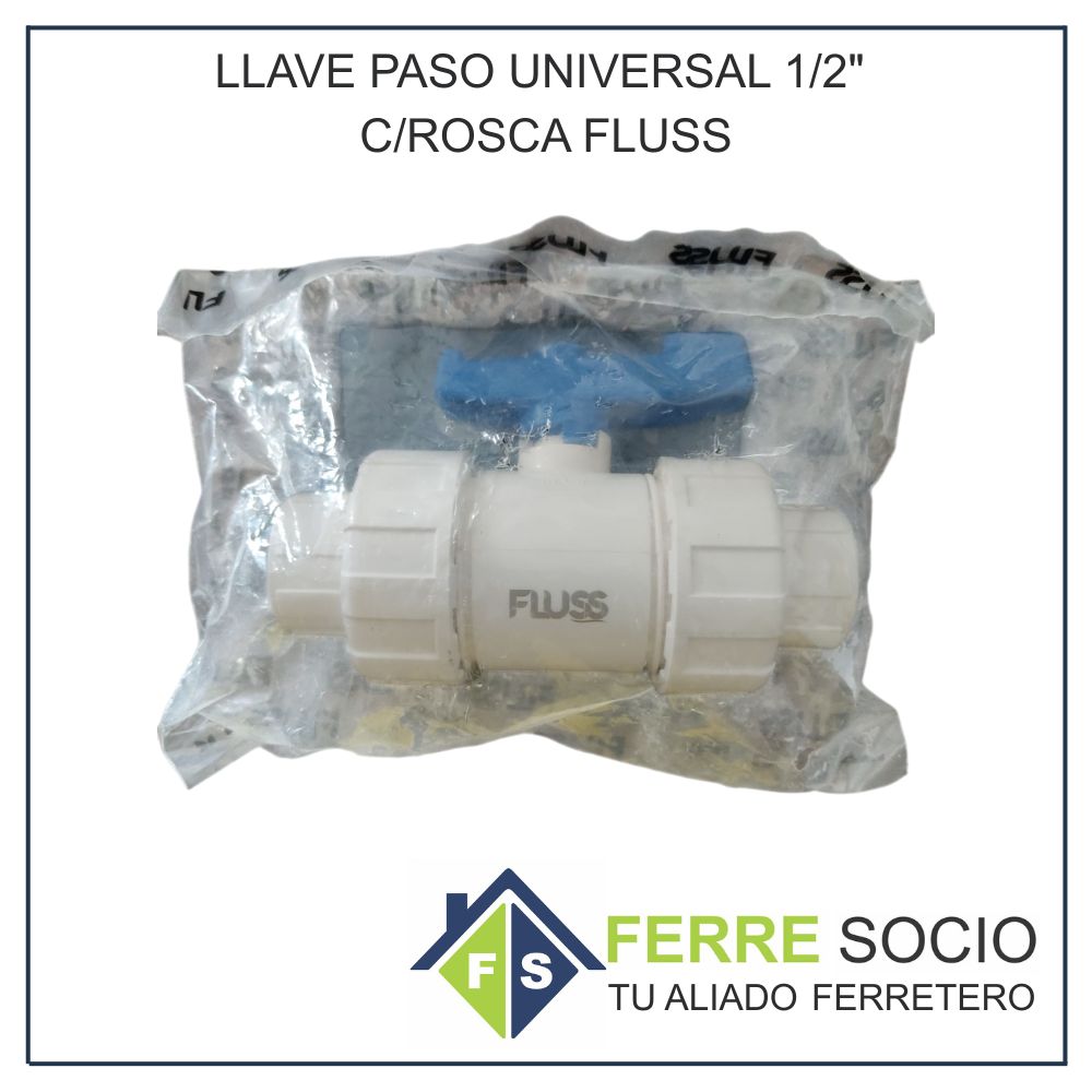 LLAVE PASO UNIVERSAL 1/2" C/ROSCA FLUSS