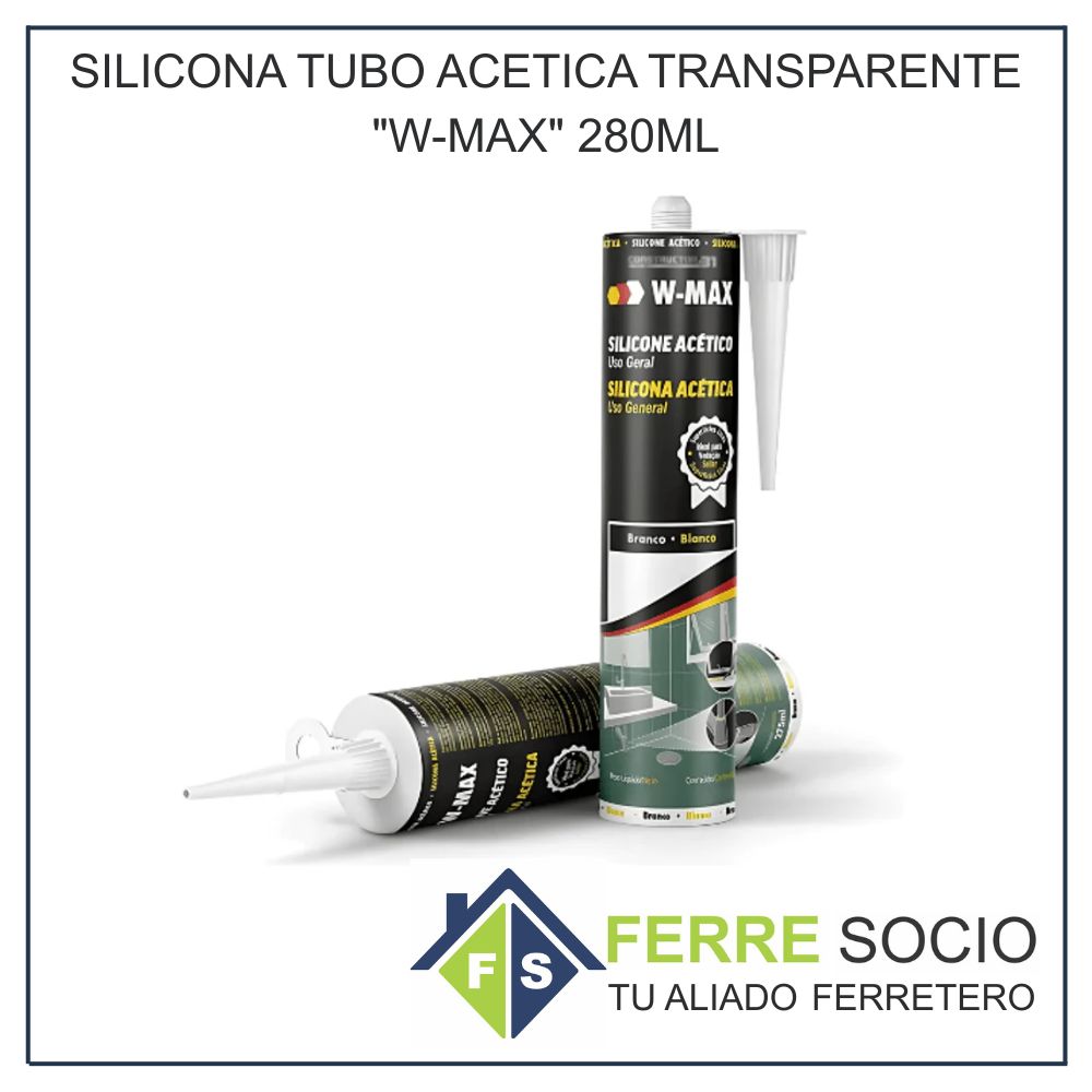 SILICONA TUBO ACETICA TRANSPARENTE "W-MAX" 280ML
