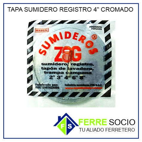 TAPA SUMIDERO REGISTRO 4 CROMADO