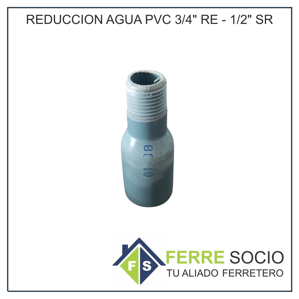 REDUCCION AGUA PVC 3/4" RE - 1/2" SR