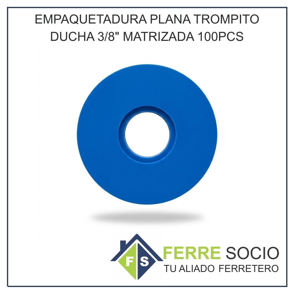 EMPAQUETADURA PLANA TROMPITO DUCHA 3/8" MATRIZADA 100PCS