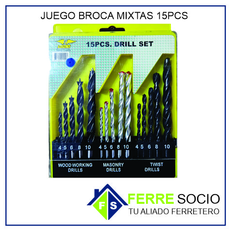 JUEGO BROCA MIXTAS 15PCS
