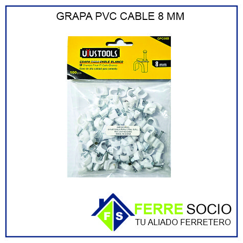 GRAPA PVC CABLE 8MM - POR UNIDAD