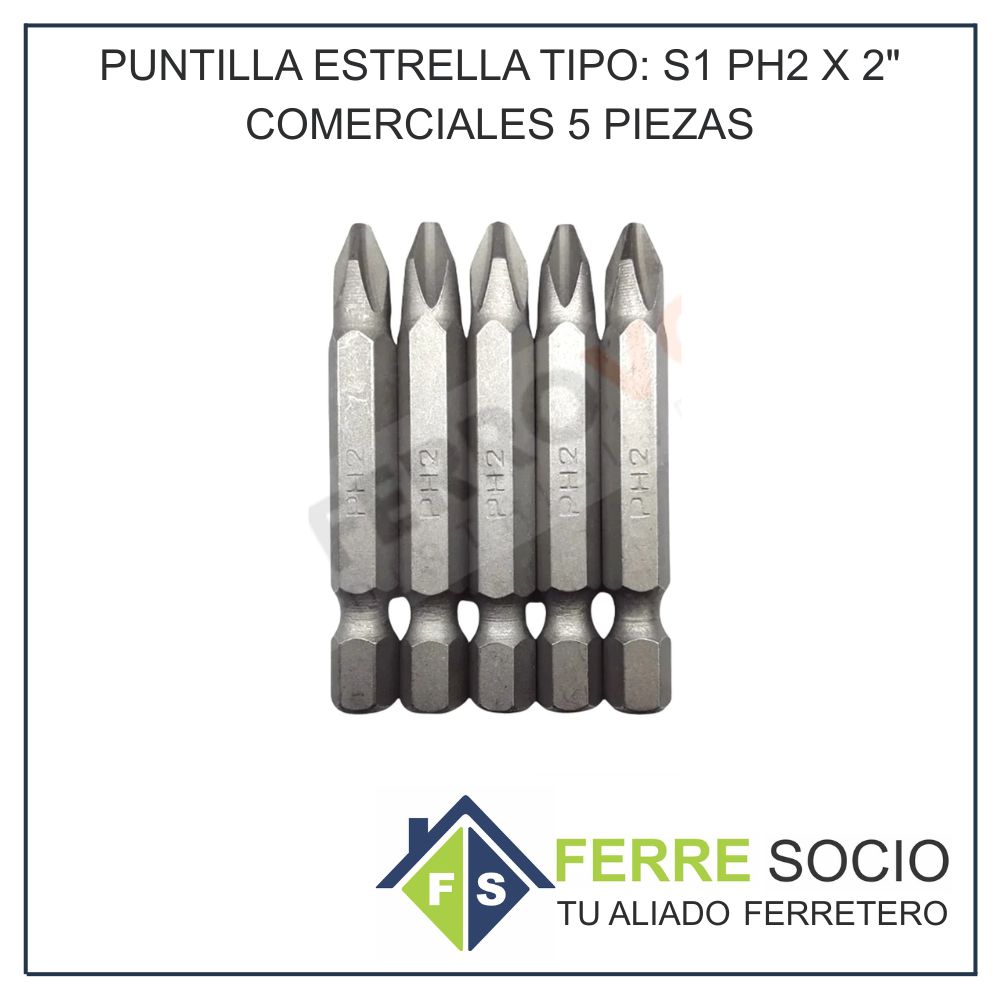 PUNTILLA ESTRELLA TIPO: S1 PH2 X 2" COMERCIALES 5 PIEZAS