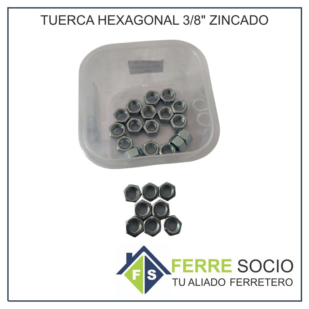 TUERCA HEXAGONAL 3/8" ZINCADO