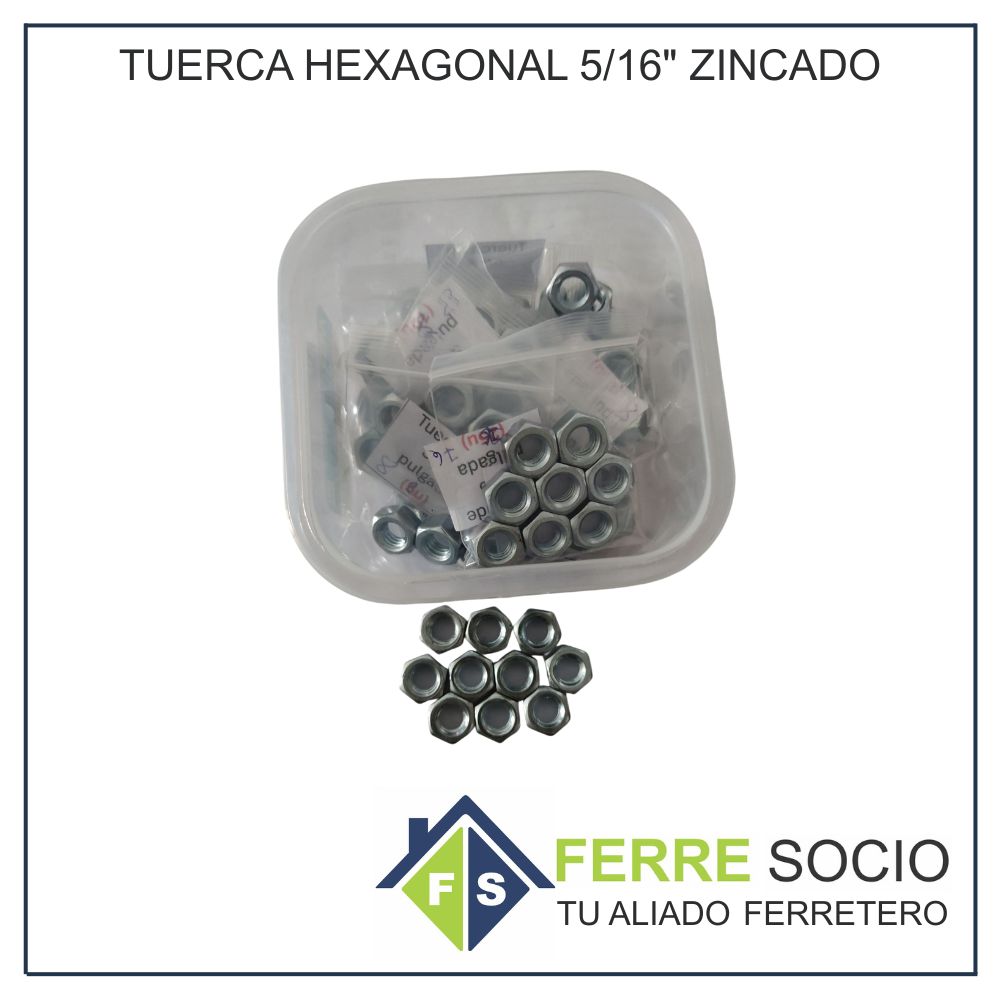 TUERCA HEXAGONAL 5/16" ZINCADO