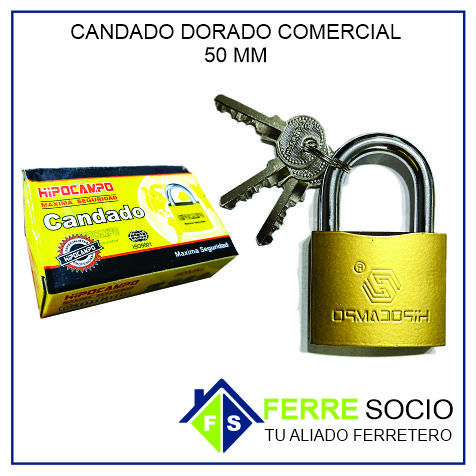 CANDADO DORADO COMERCIAL 50 MM