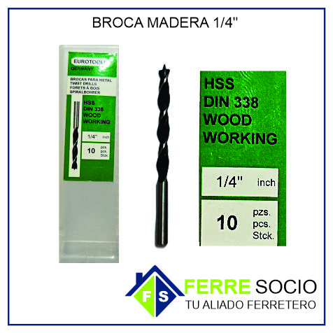 Broca para Madera de 1/4"