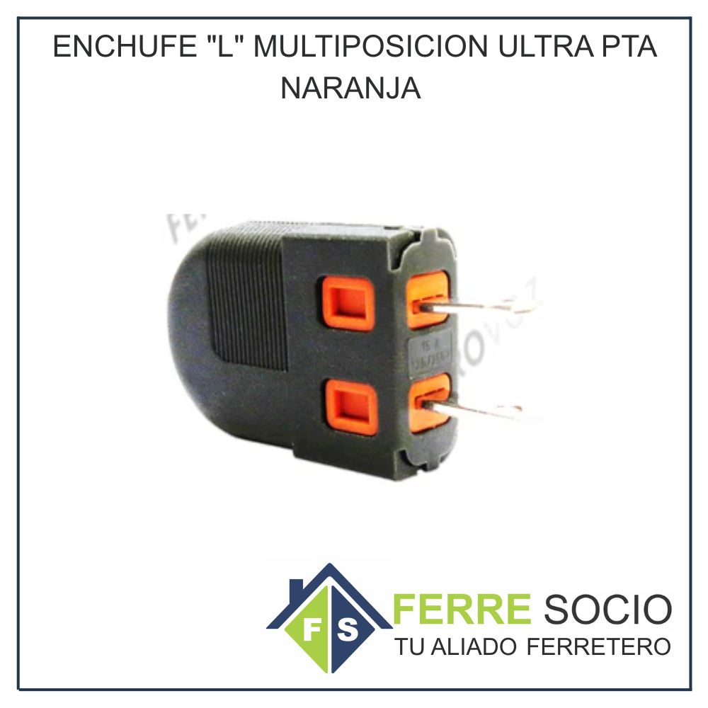 ENCHUFE "L" MULTIPOSICION ULTRA PTA NARANJA 
