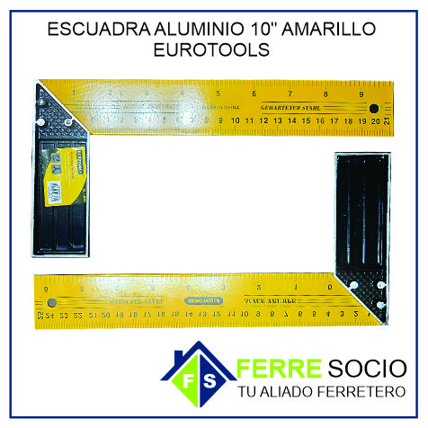 ESCUADRA ALUMINIO 10 AMARILLO