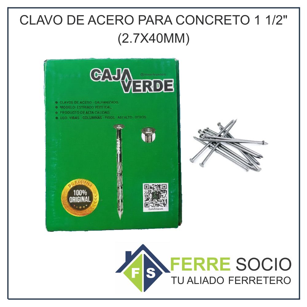 CLAVO DE ACERO PARA CONCRETO 1 1/2 (2.7X40MM)