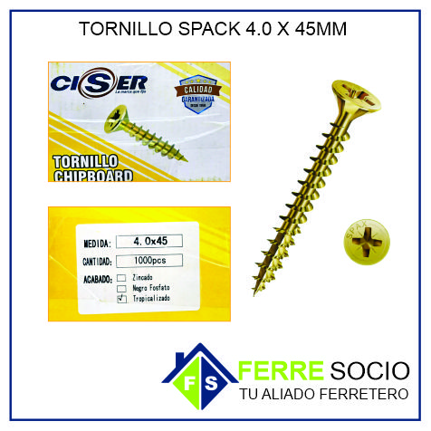 TORNILLO SPACK 4.0X45 MM POR UNIDAD