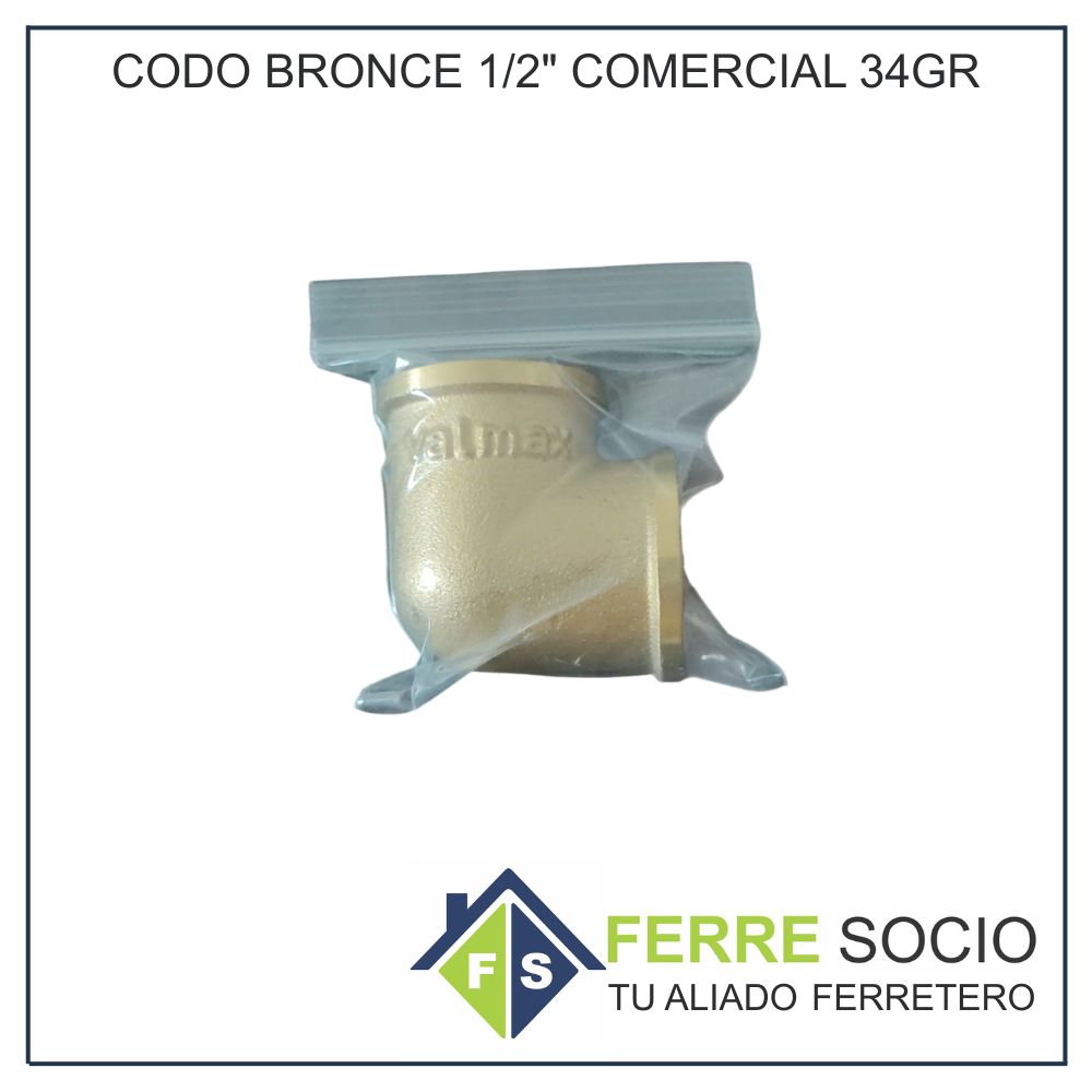 CODO BRONCE 1/2" COMERCIAL 34GR