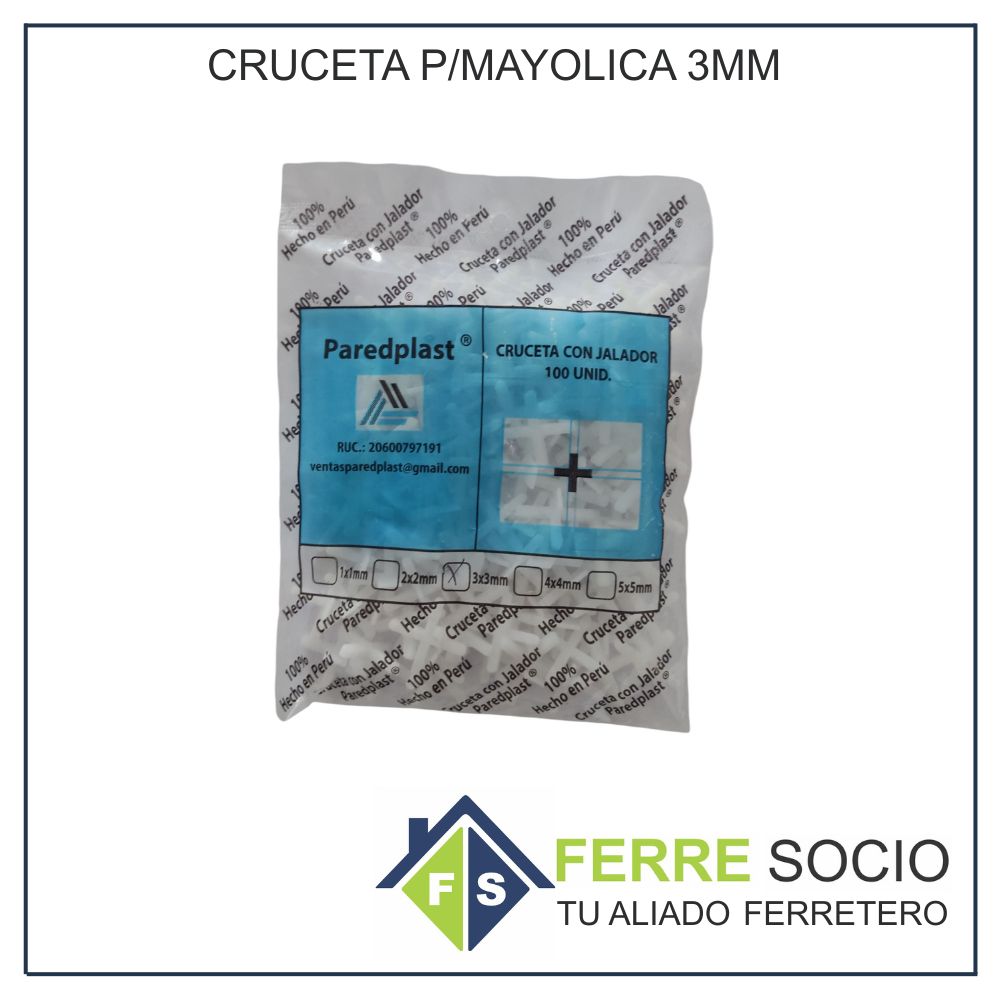 CRUCETA P/MAYOLICA 3MM 100U