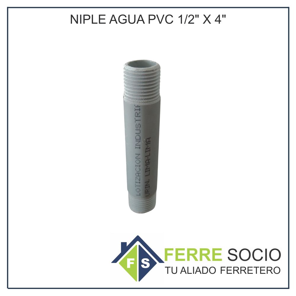 NIPLE AGUA PVC 1/2" X 4"