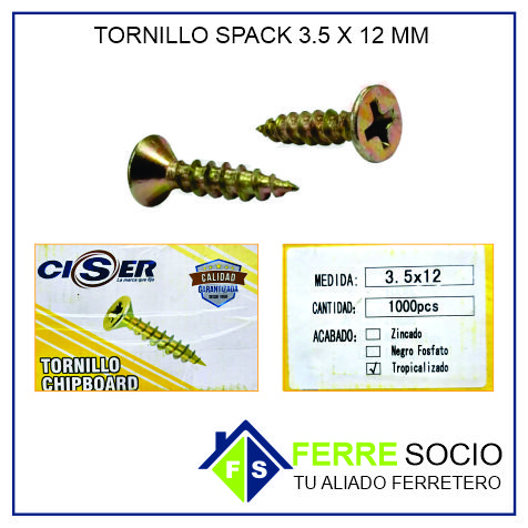 TORNILLO SPACK 3.5X12 MM POR UNIDAD