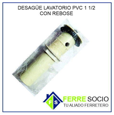 DESAGÜE LAVATORIO PVC 1 1/2 CON REBOSE