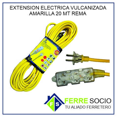 EXTENSION ELECTRICA VULCANIZADA AMARILLA 20 MT REMA