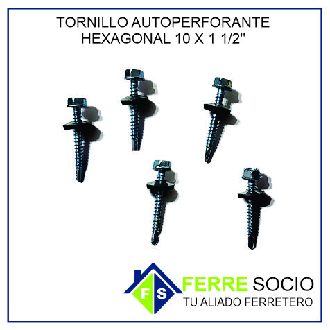 TORNILLO AUTOPERFORANTE HEXAGONAL 10"X1 1/2"