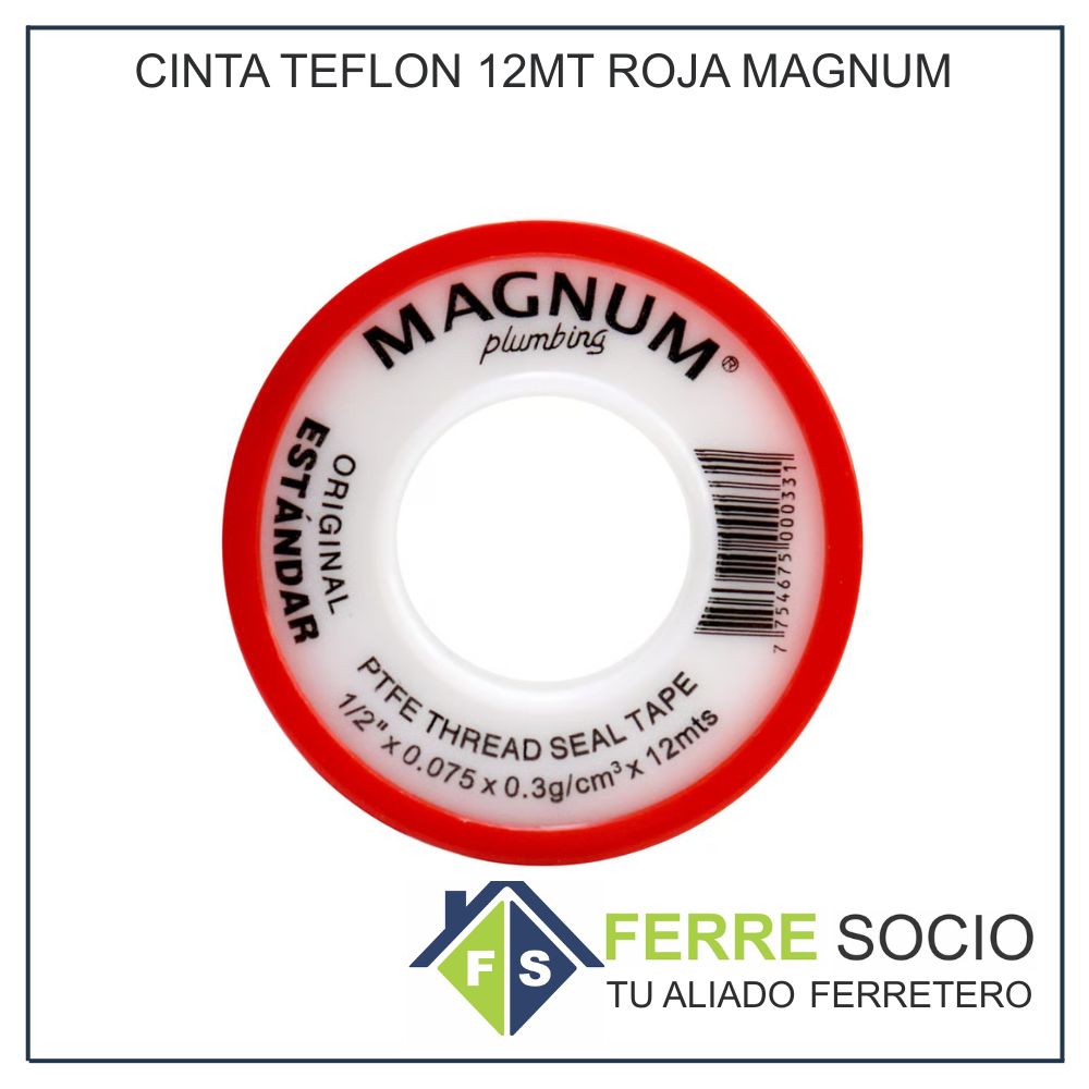 CINTA TEFLON 12MT ROJA MAGNUM