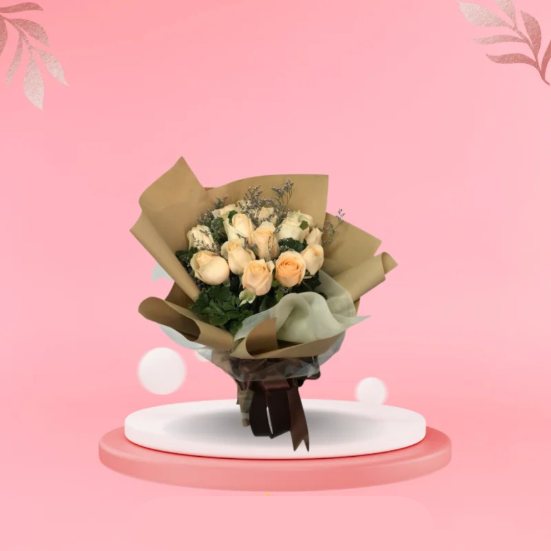 Elegant Peach Rose Bouquet