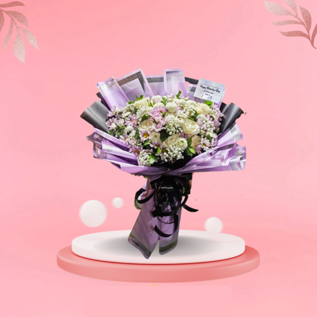 Elegant Lavender and White Flower Bouquet