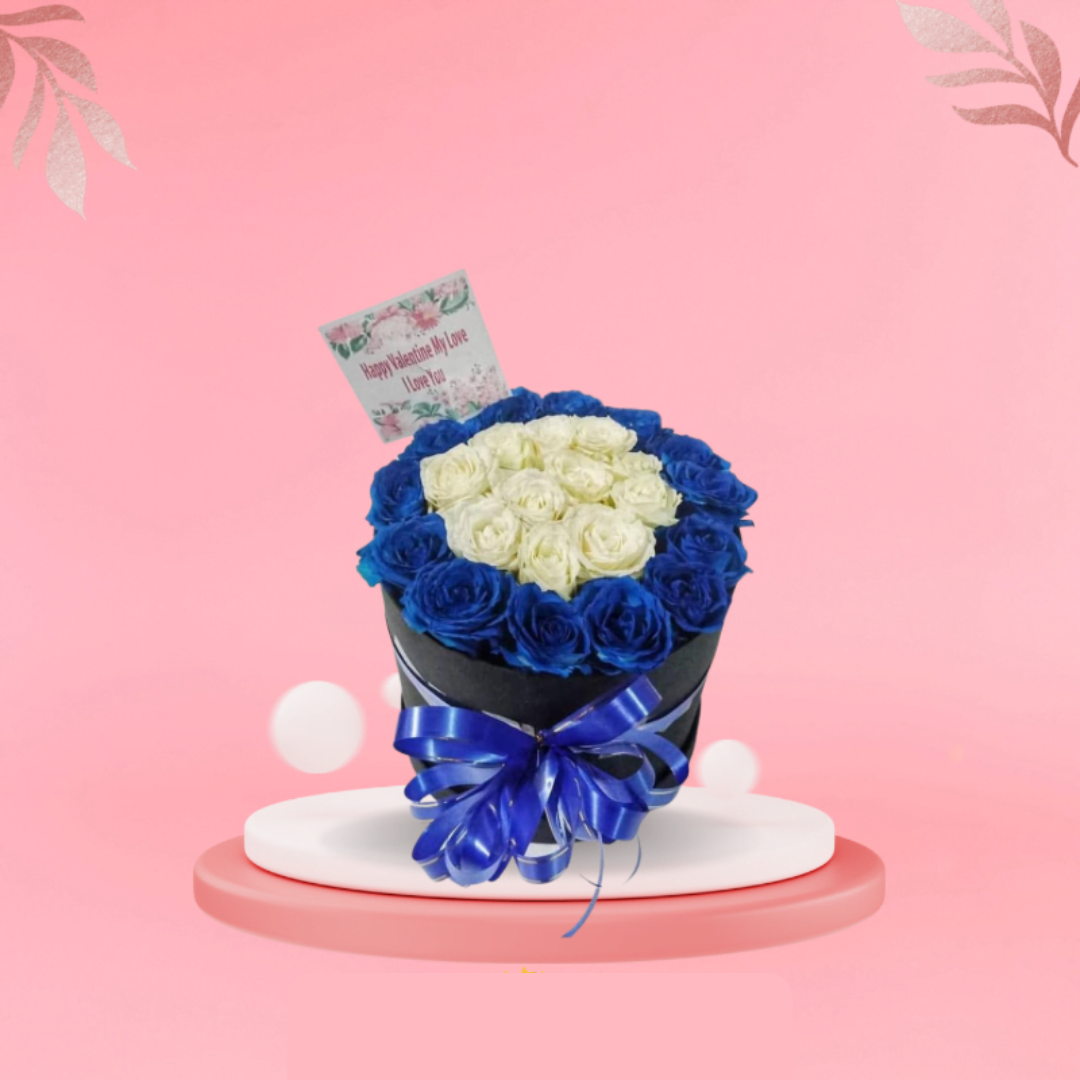 Blue and White Rose Bouquet
