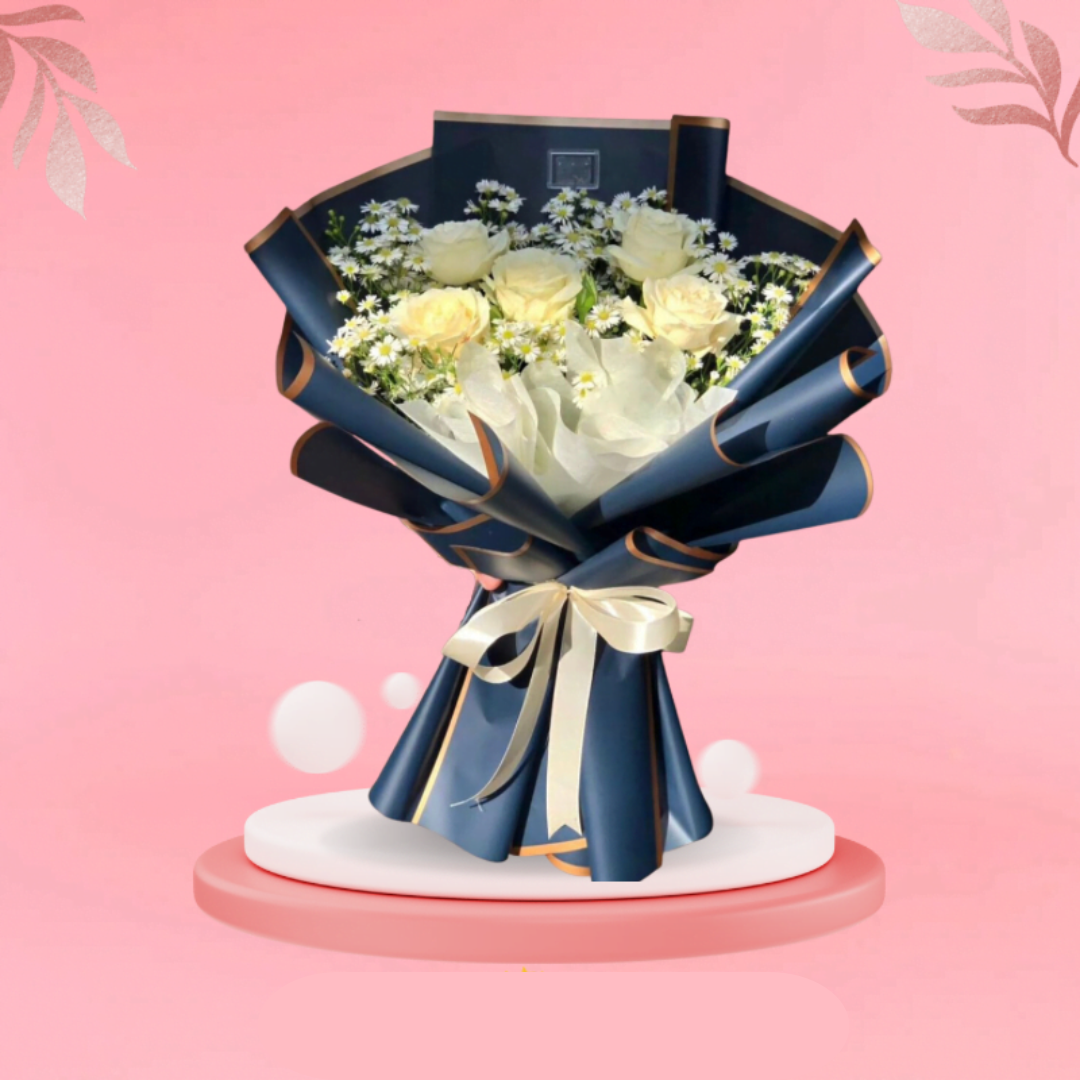 Elegant White Rose Bouquet