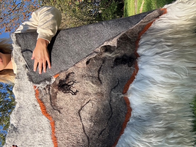 Arc of the Meadow - Handmade Felted Wool Tapestry