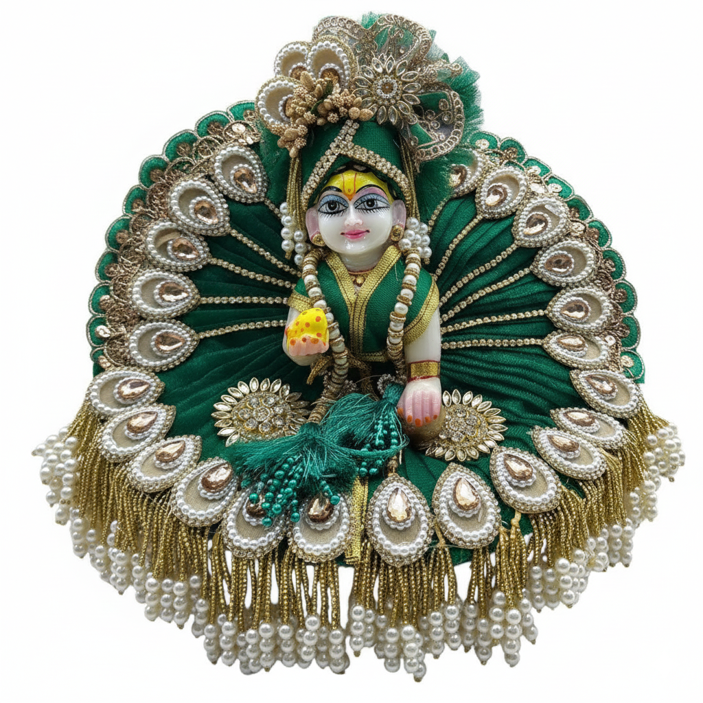 Bottle Green Handcrafted Dress for laddu gopal ji  
