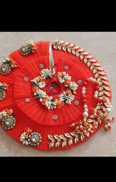 Decorative Red Krishna Dress Set