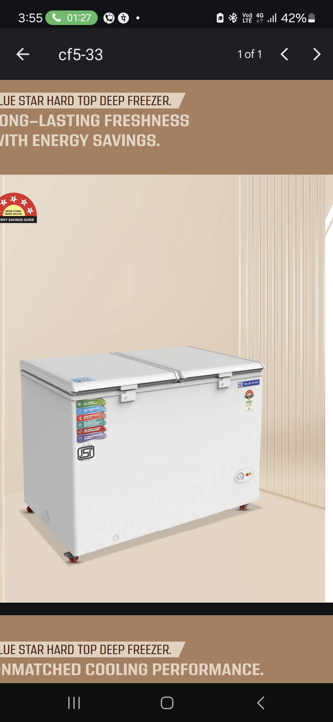 Blue Star Hard Top Deep Freezer