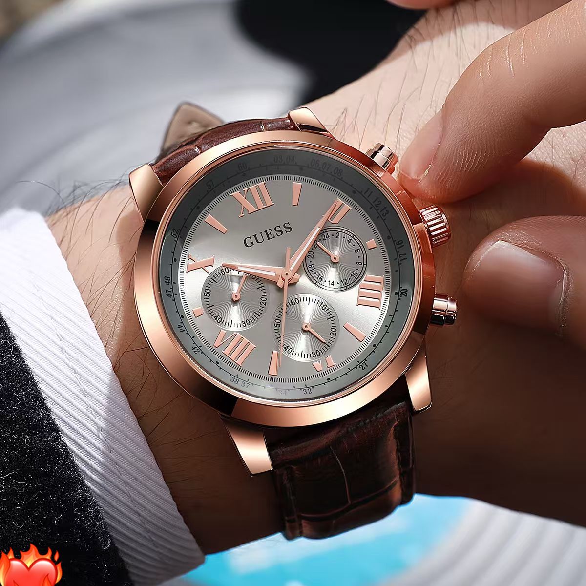 GUESS Men’s Classic Chronograph – Premium Leather Edition