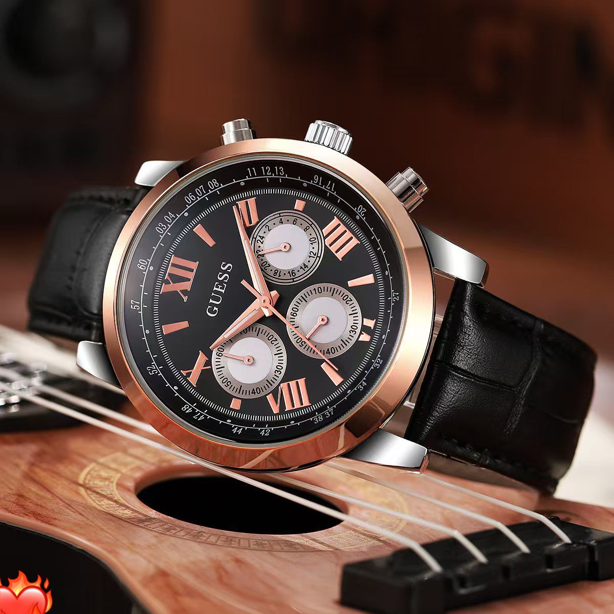 GUESS Men’s Classic Chronograph – Premium Leather Edition