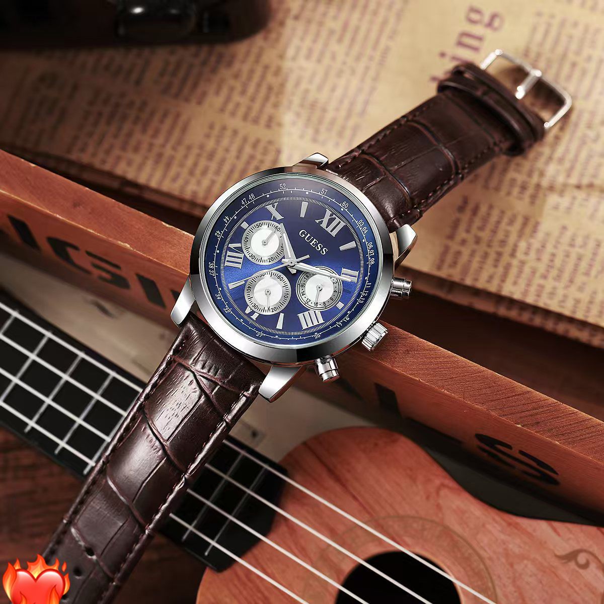 GUESS Men’s Classic Chronograph – Premium Leather Edition